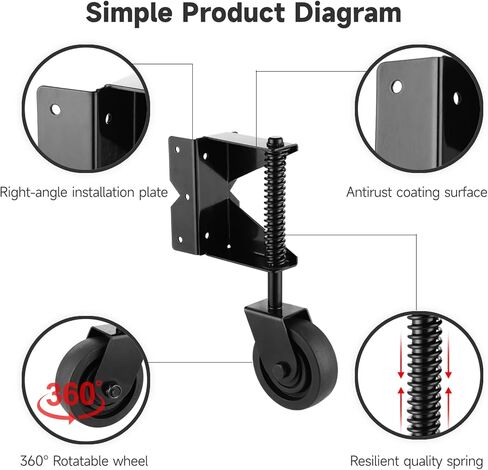 عجلة بوابة محملة بنابض، عجلة باب شديدة التحمل مع زنبرك قابل للتعديل، عجلة باب للبوابة الخشبية سياج PVC، عجلة عجلة البوابة مع لوحة تثبيت عالمية 360 درجة لسياج ساحة البوابة المعدنية in Kuwait