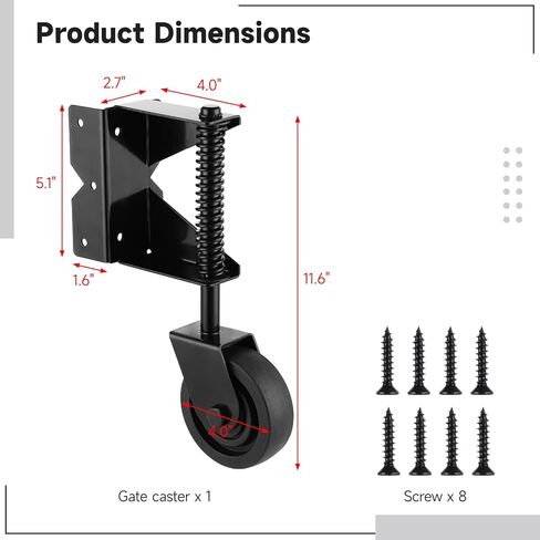عجلة بوابة محملة بنابض، عجلة باب شديدة التحمل مع زنبرك قابل للتعديل، عجلة باب للبوابة الخشبية سياج PVC، عجلة عجلة البوابة مع لوحة تثبيت عالمية 360 درجة لسياج ساحة البوابة المعدنية in Kuwait