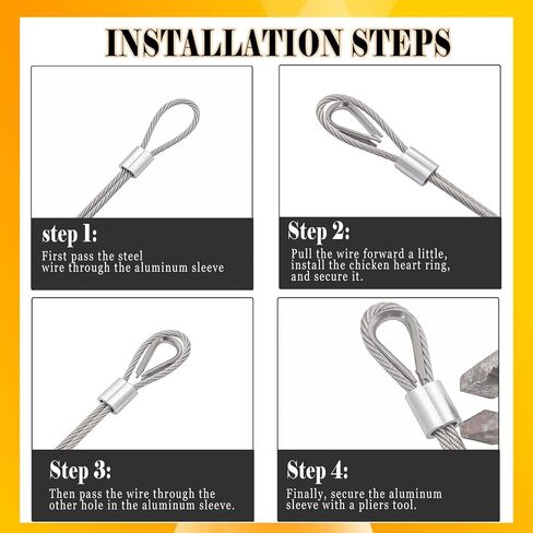 طقم كابل سلكي 100 قدم 1/8 بوصة، 304 كابل من الفولاذ المقاوم للصدأ 7x7 جدائل أساسية حبل سلك كابل للطائرة لكابل سياج الحديقة، مجموعة تعليق خارجية، شراع ظل الفناء، درابزين الدرج، حبل الغسيل in Kuwait