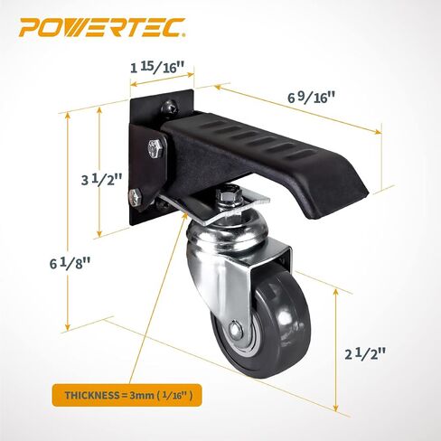 POWERTEC Workbench Caster Kit Set of 4 with Quick Release Plate & 400 lbs Loads, 2-1/2 Inch Retractable Stepdown Caster Wheels for Workbenches, Tables, Stands and Equipments (17002V) in Saudi Arabia