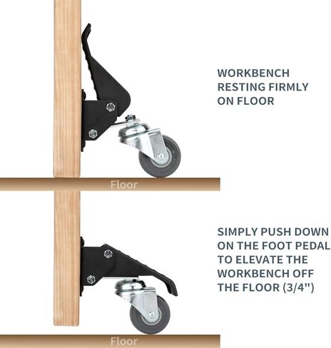 مجموعة أدوات طاولة العمل POWERTEC مكونة من 4 قطع مع لوحة سريعة التحرير وأحمال 400 رطل، وعجلات دوارة قابلة للسحب مقاس 2-1/2 بوصة لمقاعد العمل والطاولات والحوامل والمعدات (17002 فولت) in Kuwait