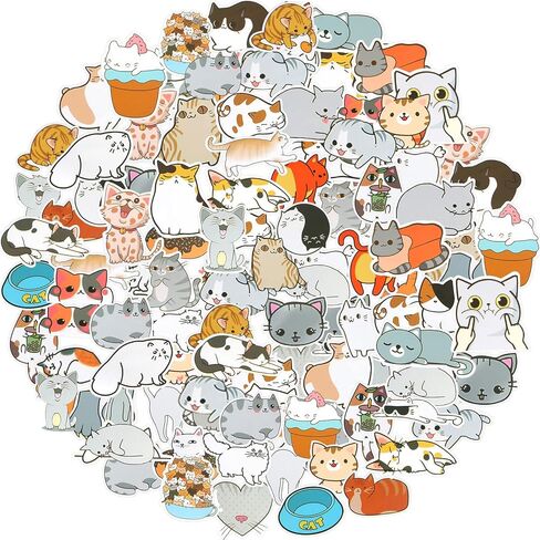 100 قطعة من ملصقات الكمبيوتر المحمول اللطيفة على شكل قطة مضادة للماء من الفينيل Kawaii لزجاجات المياه ملصقات كرتونية على شكل قطة لتزيين الكمبيوتر المحمول وأمتعة التزلج وحقيبة الهاتف والدراجة in Saudi Arabia