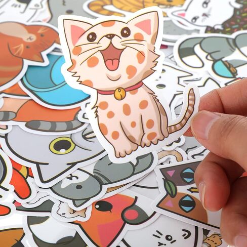 100 قطعة من ملصقات الكمبيوتر المحمول اللطيفة على شكل قطة مضادة للماء من الفينيل Kawaii لزجاجات المياه ملصقات كرتونية على شكل قطة لتزيين الكمبيوتر المحمول وأمتعة التزلج وحقيبة الهاتف والدراجة in Saudi Arabia