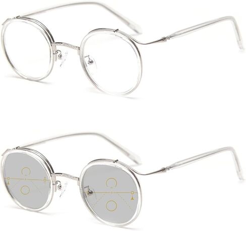 Reading Glasses Transition Photochromic Progressive Multifocus Reader for Men/Women Classic Round Eyewear in Saudi Arabia