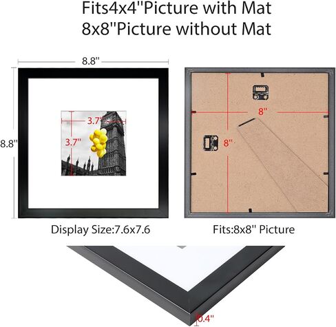 مجموعة إطارات صور مقاس 12 × 12 مكونة من 9 قطع، صور عرض 8 × 8 مع حصيرة أو 12 × 12 بدون حصيرة، إطارات صور مربعة متعددة الكولاج للجدار أو سطح الطاولة، أبيض in Kuwait