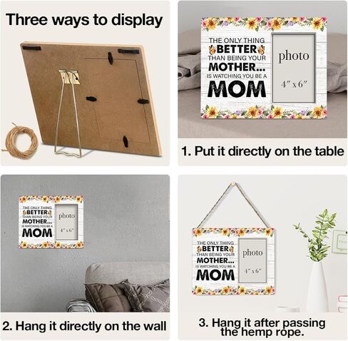 إطار صورة ابنة هدية من الأم، هدية للأم، ريفي الشيء الوحيد الأفضل من أن تكون والدتك تشاهدك وأنت أم، إطار صورة خشبي، مثبت على الحائط وسطح الطاولة - صورة مقاس 4 × 6 بوصات in Kuwait