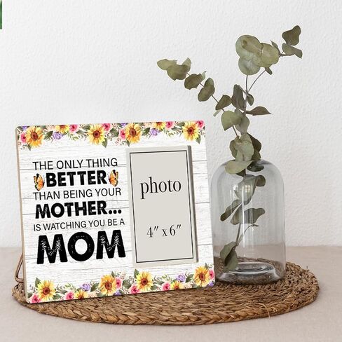 إطار صورة ابنة هدية من الأم، هدية للأم، ريفي الشيء الوحيد الأفضل من أن تكون والدتك تشاهدك وأنت أم، إطار صورة خشبي، مثبت على الحائط وسطح الطاولة - صورة مقاس 4 × 6 بوصات in Kuwait