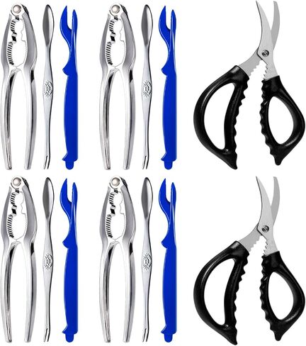 مقرمشات وأدوات السلطعون، مجموعة مقرمشات أرجل السلطعون مع 4 مقرمشات سرطان البحر، 4 شوك سرطان البحر الزرقاء، 4 شوك أرجل السلطعون ومقصين للأطعمة البحرية وحقيبة تخزين، آمنة للاستخدام في غسالة الأطباق in Kuwait