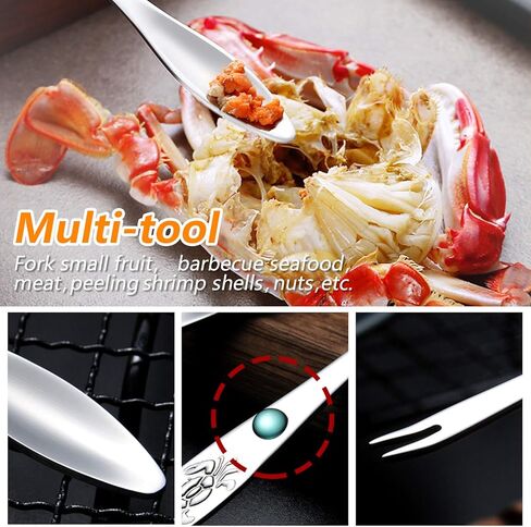 مقرمشات وأدوات السلطعون، مجموعة مقرمشات أرجل السلطعون مع 4 مقرمشات سرطان البحر، 4 شوك سرطان البحر الزرقاء، 4 شوك أرجل السلطعون ومقصين للأطعمة البحرية وحقيبة تخزين، آمنة للاستخدام في غسالة الأطباق in Kuwait