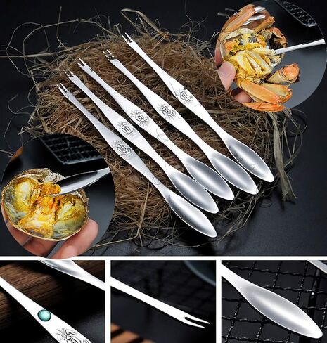 مقرمشات وأدوات السلطعون، مجموعة مقرمشات أرجل السلطعون مع 4 مقرمشات سرطان البحر، 4 شوك سرطان البحر الزرقاء، 4 شوك أرجل السلطعون ومقصين للأطعمة البحرية وحقيبة تخزين، آمنة للاستخدام في غسالة الأطباق in Kuwait