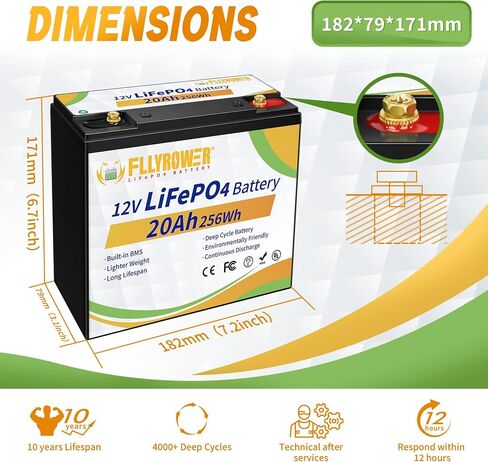 12V 100Ah LiFePO4 Lithium Battery, Over 8000+ Rechargeable Deep Cycle, Grade A Battery Cells with Built-in Upgraded BMS, Applied for Solar, Marine, Boat, RV, Trolling Motor, Camping in Saudi Arabia