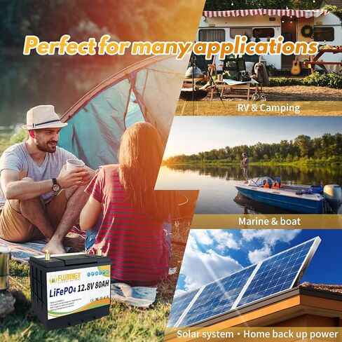 12V 100Ah LiFePO4 Lithium Battery, Over 8000+ Rechargeable Deep Cycle, Grade A Battery Cells with Built-in Upgraded BMS, Applied for Solar, Marine, Boat, RV, Trolling Motor, Camping in Saudi Arabia