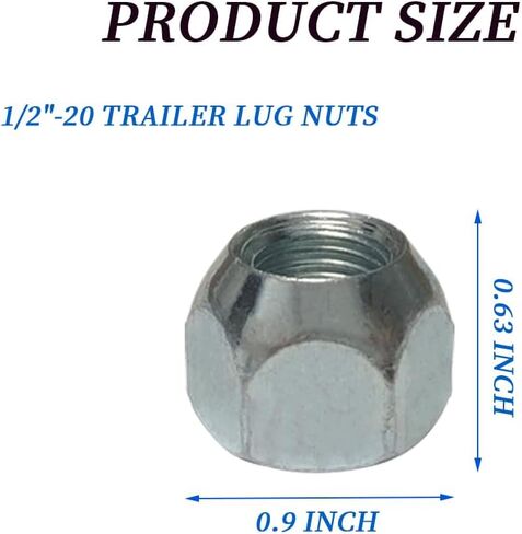 10Pcs Boat Trailer Lug Nuts 1/2-20 Inch, 509 Tire Lugs Wheel Nuts Trailer Wheel Lugs 1/2 20 Open End Lug Nuts for RV Truck Trailer Tire Wheel in Saudi Arabia