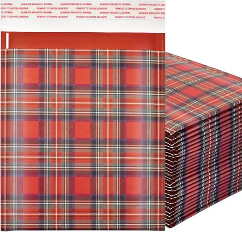 25 قطعة من Halatool من رسائل البريد الفقاعية الحمراء المنقوشة لعيد الميلاد - 8 × 9 بوصة لعيد الميلاد من البوليستر المغلفات البريدية المبطنة لشحن عيد الميلاد in Kuwait