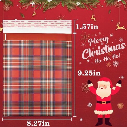 25 قطعة من Halatool من رسائل البريد الفقاعية الحمراء المنقوشة لعيد الميلاد - 8 × 9 بوصة لعيد الميلاد من البوليستر المغلفات البريدية المبطنة لشحن عيد الميلاد in Kuwait