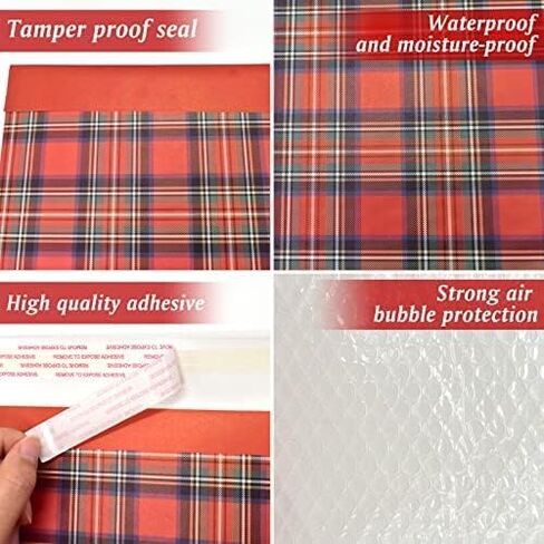 25 قطعة من Halatool من رسائل البريد الفقاعية الحمراء المنقوشة لعيد الميلاد - 8 × 9 بوصة لعيد الميلاد من البوليستر المغلفات البريدية المبطنة لشحن عيد الميلاد in Kuwait