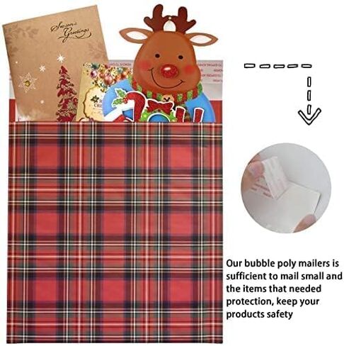 25 قطعة من Halatool من رسائل البريد الفقاعية الحمراء المنقوشة لعيد الميلاد - 8 × 9 بوصة لعيد الميلاد من البوليستر المغلفات البريدية المبطنة لشحن عيد الميلاد in Kuwait