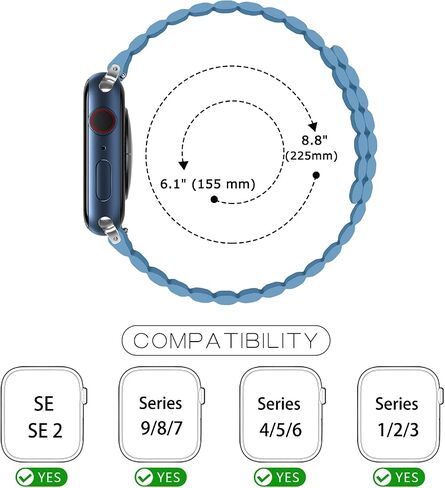 Tasikar Silicone Bands Compatible with Apple Watch Band 49mm 45mm 44mm 42mm 41mm 40mm 38mm, Adjustable Strap with Strong Magnetic Closure Designed for Apple Watch Ultra Series 9 8 7 6 5 4 3 2 1 SE in Kuwait