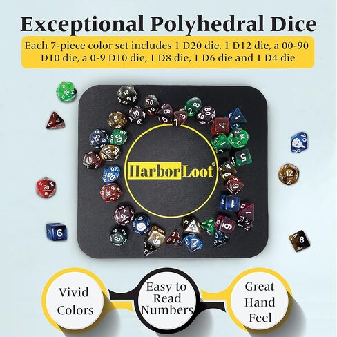 35 Piece Dice Collection Includes 5 RPG Dice Sets in Red, Green, Yellow, Purple and Blue. 7-pc Polyhedral Dice Sets Include D20 dice, D12 dice, D10 dice/percentile dice, D8 dice, D6 dice and D4 dice in Saudi Arabia