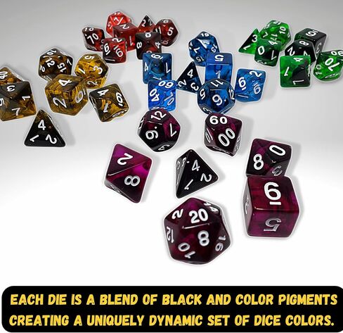 35 Piece Dice Collection Includes 5 RPG Dice Sets in Red, Green, Yellow, Purple and Blue. 7-pc Polyhedral Dice Sets Include D20 dice, D12 dice, D10 dice/percentile dice, D8 dice, D6 dice and D4 dice in Saudi Arabia