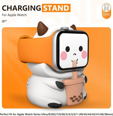 حامل شاحن لساعة Apple Series Ultra/8/SE2/7/6/SE/5/4/3/2/1 (49/45/44/42/41/40/38 ملم)، حامل مكتب من السيليكون لساعة iWatch، حامل قاعدة شحن iWatch اللطيف، يدعم وضع المنضدة in Kuwait