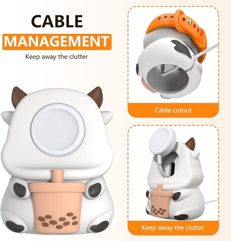 حامل شاحن لساعة Apple Series Ultra/8/SE2/7/6/SE/5/4/3/2/1 (49/45/44/42/41/40/38 ملم)، حامل مكتب من السيليكون لساعة iWatch، حامل قاعدة شحن iWatch اللطيف، يدعم وضع المنضدة in Kuwait