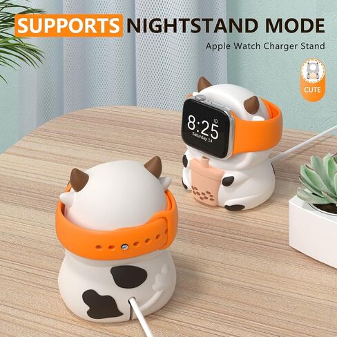 حامل شاحن لساعة Apple Series Ultra/8/SE2/7/6/SE/5/4/3/2/1 (49/45/44/42/41/40/38 ملم)، حامل مكتب من السيليكون لساعة iWatch، حامل قاعدة شحن iWatch اللطيف، يدعم وضع المنضدة in Kuwait