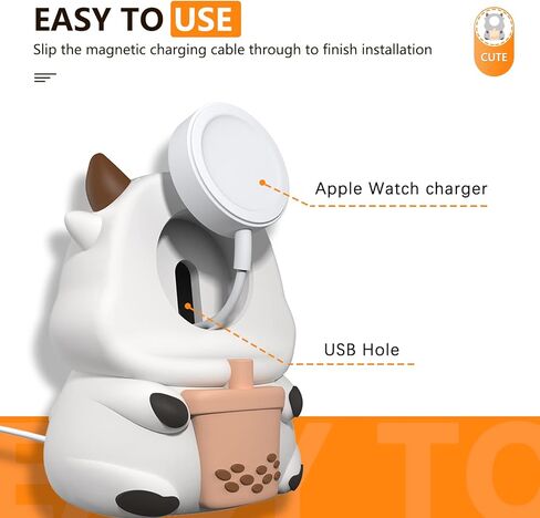 حامل شاحن لساعة Apple Series Ultra/8/SE2/7/6/SE/5/4/3/2/1 (49/45/44/42/41/40/38 ملم)، حامل مكتب من السيليكون لساعة iWatch، حامل قاعدة شحن iWatch اللطيف، يدعم وضع المنضدة in Kuwait