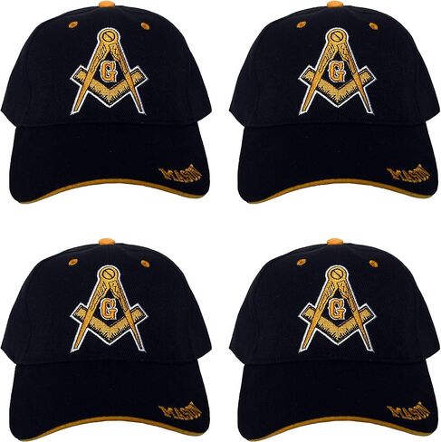 Freemason 3D Embroidered Adjustable Baseball Hat/Cap (Black & Yellow) in Saudi Arabia