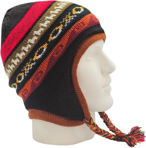 Peruvian hat Alpaca Beanie for Men and Women, hat with Ear Flaps, hat Man Warm, Reversible hat Handmade in Peru. Multicolor in Saudi Arabia