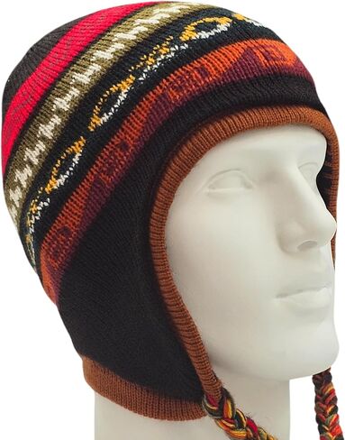 Peruvian hat Alpaca Beanie for Men and Women, hat with Ear Flaps, hat Man Warm, Reversible hat Handmade in Peru. Multicolor in Saudi Arabia