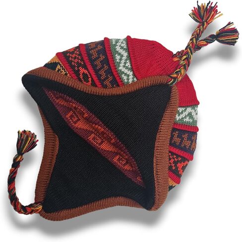 Peruvian hat Alpaca Beanie for Men and Women, hat with Ear Flaps, hat Man Warm, Reversible hat Handmade in Peru. Multicolor in Saudi Arabia