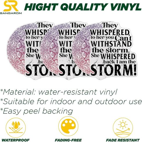 (3PCS) They Whispered to Her You Can't with Stand The Storm She Whispered Back I Am The Storm Die Cut Waterproof Vinyl Sticker for Water Bottle Tumbler Hard Hat Helmet Car Laptop Gift (2 Inches) in Saudi Arabia