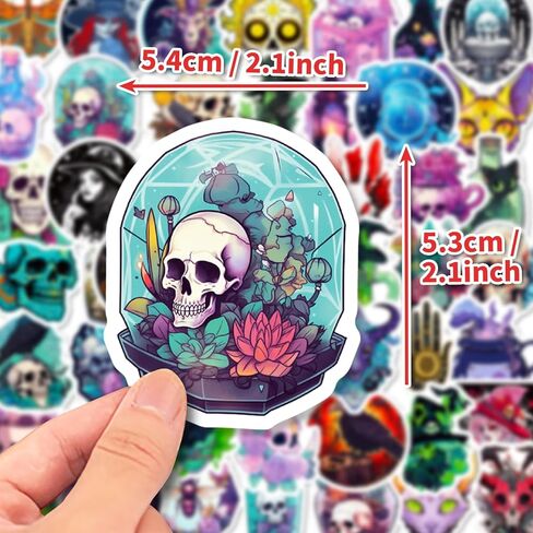 50PCS Skull Stickers, Waterproof Vinyl Apothecary Decal for Water Bottle Laptop Skateboard Luggage Bicycle Graffiti Witchy Stickers for Teens Adults in Kuwait