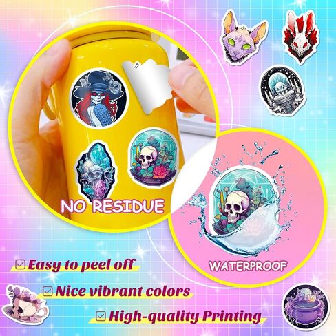 50PCS Skull Stickers, Waterproof Vinyl Apothecary Decal for Water Bottle Laptop Skateboard Luggage Bicycle Graffiti Witchy Stickers for Teens Adults in Kuwait