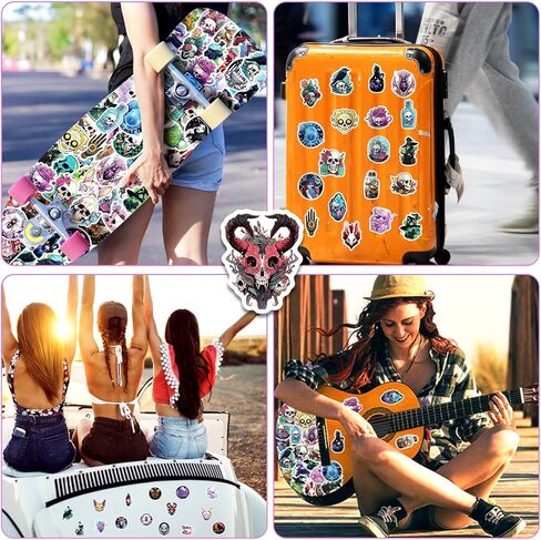 50PCS Skull Stickers, Waterproof Vinyl Apothecary Decal for Water Bottle Laptop Skateboard Luggage Bicycle Graffiti Witchy Stickers for Teens Adults in Kuwait
