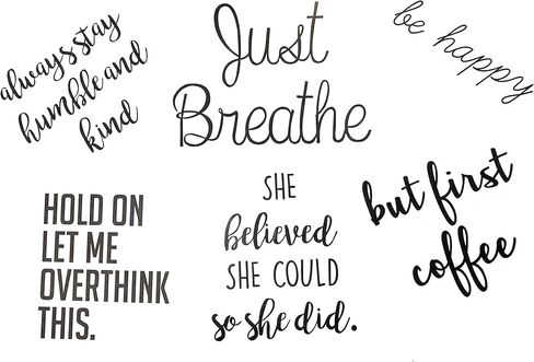 Inspirational/Funny Quotes Stickers 6-Pack - Be Happy - But First Coffee - Hold On Let Me Over Think This - Just Breathe - She Believed - Always Stay Humble for Laptop, MacBook or Any Smooth Surface in Saudi Arabia