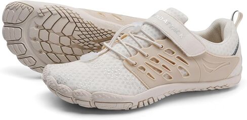 حذاء بيرفوت للسيدات، صندوق عريض عند الأصابع، الحد الأدنى بدون قطرة، بيج مقاس 8 in Kuwait