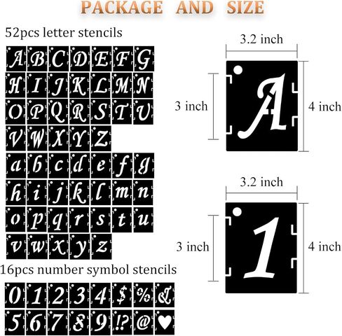 Eage Alphabet Letter Stencils 3 inch, 68 Pcs Reusable Plastic Letter Number Symbol Stencil, Interlocking Template Kit for Painting on Wood, Wall, Fabric, Rock, Chalkboard, Signage in Saudi Arabia