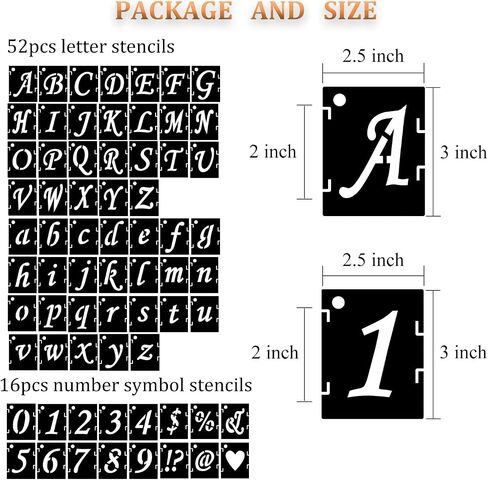 Eage Alphabet Letter Stencils 3 inch, 68 Pcs Reusable Plastic Letter Number Symbol Stencil, Interlocking Template Kit for Painting on Wood, Wall, Fabric, Rock, Chalkboard, Signage in Saudi Arabia