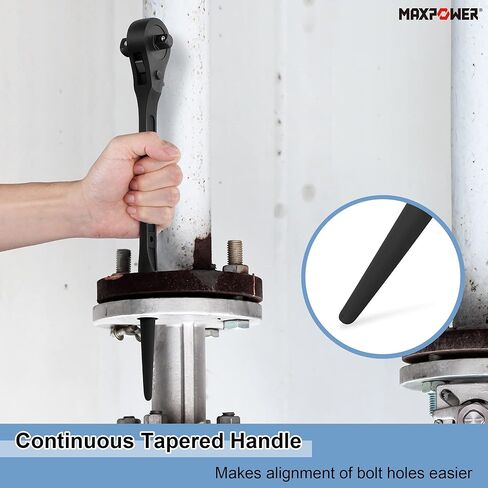 MAXPOWER 2PCS Low Profile Ratchet Scaffold Wrench Set, 7/8 Inch x 3/4 Inch Dual Socket Spud Ratchet, 17 mm x 19 mm Metric Spud Ratchet Scaffold Wrench in Kuwait