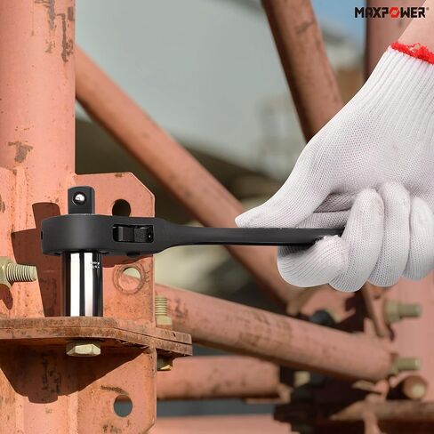 MAXPOWER 2PCS Low Profile Ratchet Scaffold Wrench Set, 7/8 Inch x 3/4 Inch Dual Socket Spud Ratchet, 17 mm x 19 mm Metric Spud Ratchet Scaffold Wrench in Kuwait