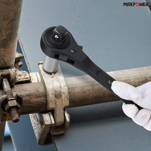 MAXPOWER 2PCS Low Profile Ratchet Scaffold Wrench Set, 7/8 Inch x 3/4 Inch Dual Socket Spud Ratchet, 17 mm x 19 mm Metric Spud Ratchet Scaffold Wrench in Kuwait