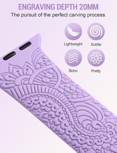 سوار TOYOUTHS Boho منقوش متوافق مع سوار ساعة Apple 38 مم 40 مم 41 مم 44 مم 45 مم 42 مم 49 مم للنساء والرجال، حزام رياضي أنيق من السيليكون لسلسلة iWatch 9/SE/Ultra/8/7/6/5/4/3/2/1 in Kuwait