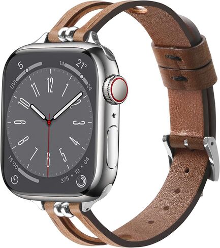 سوار جلدي نحيف متوافق مع سوار ساعة Apple 38 مم 40 مم 41 مم 42 مم 44 مم 45 مم 49 مم للنساء، حزام Iwatch ناعم فريد من نوعه قابل للتنفس لسلسلة Ultra SE 9/8/7/6/5/4/3/2/1 in Kuwait