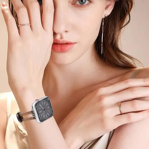 سوار جلدي نحيف متوافق مع سوار ساعة Apple 38 مم 40 مم 41 مم 42 مم 44 مم 45 مم 49 مم للنساء، حزام Iwatch ناعم فريد من نوعه قابل للتنفس لسلسلة Ultra SE 9/8/7/6/5/4/3/2/1 in Kuwait