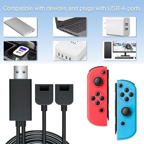 كابل شحن Tendak Joycon للتبديل، شاحن USB محمول لجهاز Nintendo Switch/Switch OLED Joycon، كابل شحن بمقبض Switch Joycon مع مؤشر LED، بديل لمنصة Nintendo Switch Dock in Kuwait