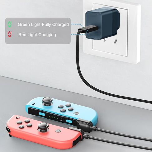 كابل شحن Tendak Joycon للتبديل، شاحن USB محمول لجهاز Nintendo Switch/Switch OLED Joycon، كابل شحن بمقبض Switch Joycon مع مؤشر LED، بديل لمنصة Nintendo Switch Dock in Kuwait