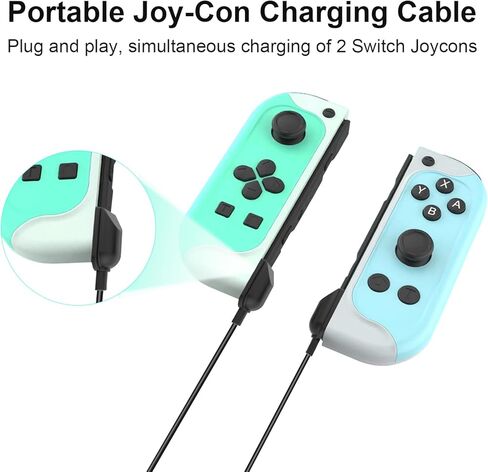 كابل شحن Tendak Joycon للتبديل، شاحن USB محمول لجهاز Nintendo Switch/Switch OLED Joycon، كابل شحن بمقبض Switch Joycon مع مؤشر LED، بديل لمنصة Nintendo Switch Dock in Kuwait