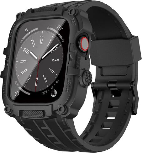 Compatible for Apple Watch Band 45mm 44mm with Case Built-in Screen Protector,Men Rugged Case with Sport Military Protective Strap for iWatch Series 9/8/7/6/SE/5/4 in Saudi Arabia